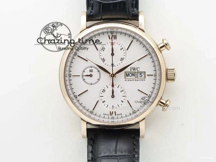 MIROTIME 0211 Casual Portuguese Chrono IW3716 Z+F 1:1 Best Edition White Dial on Blue Rubber Strap A 7016